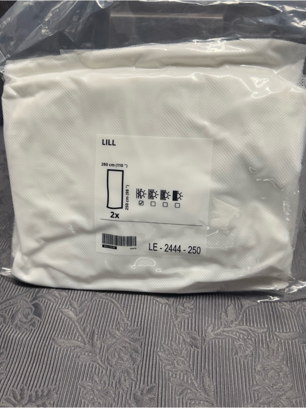 Two Packages IKEA LILL White Sheer Curtain Panels 98" X 110" in 901.119.80